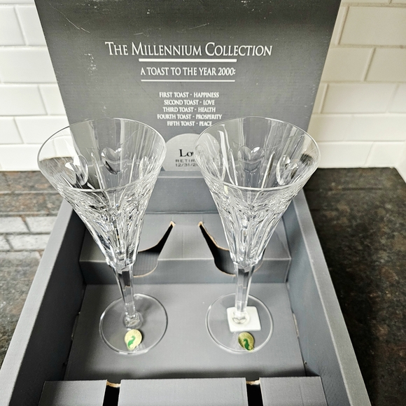 Waterford Crystal Millennium Collection Toasting Flutes - Love NWT - Picture 2 of 6